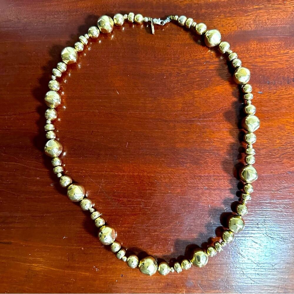Karla Jordan Gold bead necklace Beaded Retro Vintage Preppy Single Strand